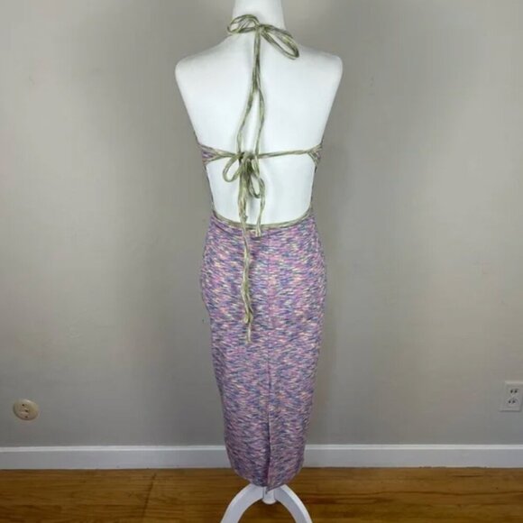 Lisa Says Gah! Julia Space Dye Y2K Ribbed Stretch Halter Midi Dress Size Small - Picture 9 of 13